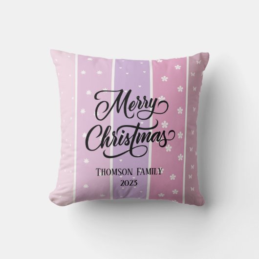 可愛いパステルカラーファミリーネームクリスマス クッション (正面)