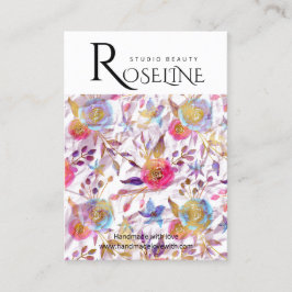 可愛いパステルカラー紫色の花イヤリングディスプレイ 名刺