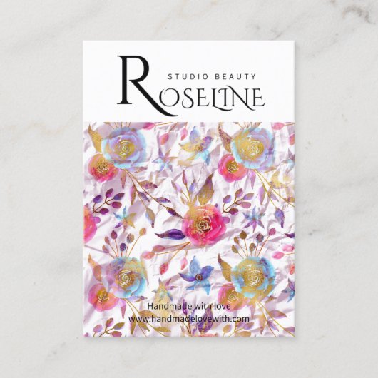 可愛いパステルカラー紫色の花イヤリングディスプレイ 名刺 (正面)