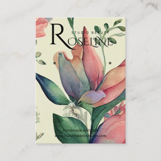 可愛いパステルカラー紫色の花イヤリングディスプレイ 名刺 (正面)