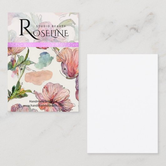 可愛いパステルカラー紫色の花イヤリングディスプレイ 名刺 (正面/裏面)