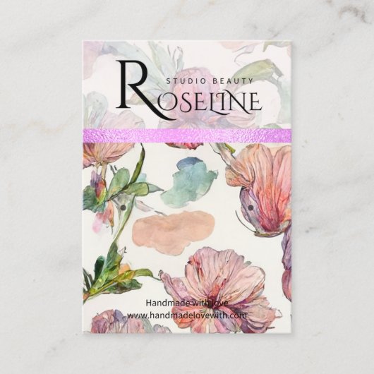 可愛いパステルカラー紫色の花イヤリングディスプレイ 名刺 (正面)