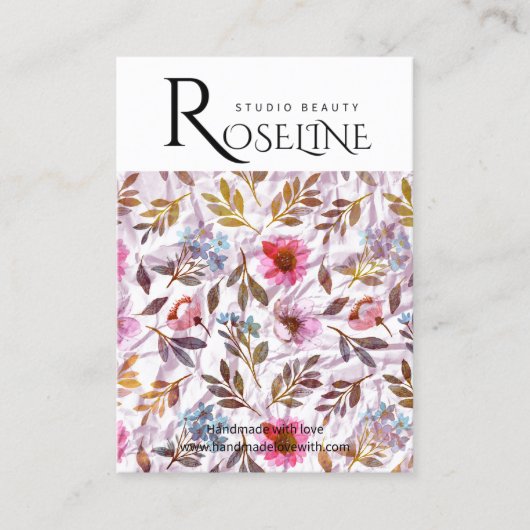 可愛いパステルカラー紫色の花イヤリングディスプレイ 名刺 (正面)