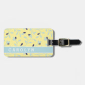 可愛いパステルガーリーイエロー花柄モノグラム ラゲッジタグ (正面横)