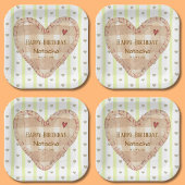 可愛いパステルガーリーハートパターン緑と茶色 ペーパープレート