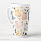 可愛いパステルキャットパターン カフェラテマグ (左アングル)