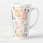 可愛いパステルキャットパターン カフェラテマグ (右)