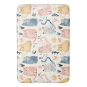 可愛いパステルキャットパターン バスマット (正面縦)