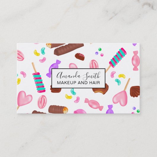 可愛いパステルキャンディ甘いイラストレーション柄 名刺 (正面)