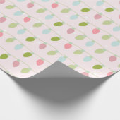 可愛いパステルクリスマスライトピンクのクリスマス ラッピングペーパー (角)