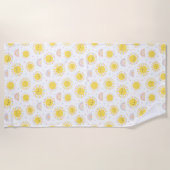 可愛いパステルサンシャイン、虹とハート ビーチタオル (正面)