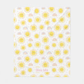 可愛いパステルサンシャイン、虹とハート フリースブランケット (正面)