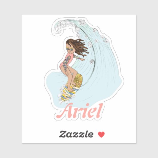 可愛いパステルサーファーガール名夏の美学 シール (シート)