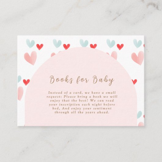可愛いパステルスウィートアーチブック赤ちゃんシャワー エンクロージャーカード (正面)