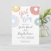 可愛いパステルドーナツ女の子または男の子ジェンダーのリビール 招待状 (スタンド正面)