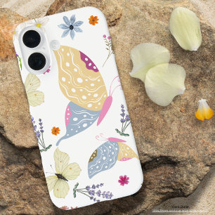 可愛いパステルバターフライかわいい白い背景 iPhone 16ケース