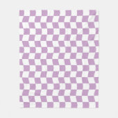 可愛いパステルパープル白い波状チェッカーボードパターン フリースブランケット (正面)