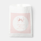 可愛いパステルピンクの弓名門私立校風の女の子シャワー フェイバーバッグ (正面)