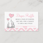 可愛いパステルピンクベビーとマムエレファントハート コーリングカード (正面)