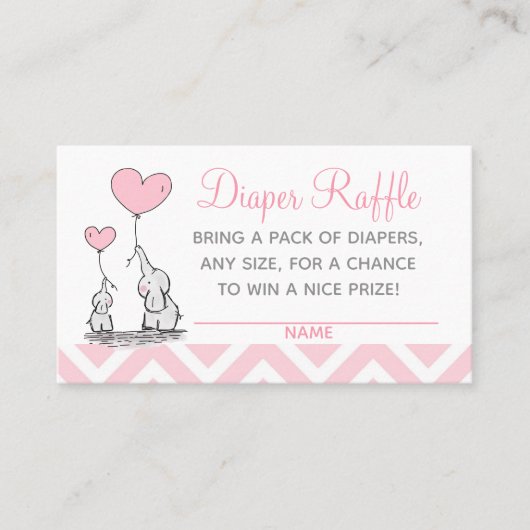 可愛いパステルピンクベビーとマムエレファントハート コーリングカード (正面)