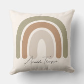 可愛いパステルモノグラムのレインボーピンクのスクリプト名 クッション (裏面)