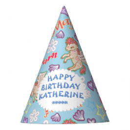 可愛いパステルユニコーンブルー。パーティーハット パーティーハット