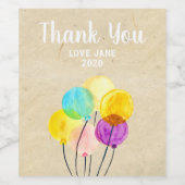 可愛いパステル水彩風船 ワインラベル (シングルラベル)