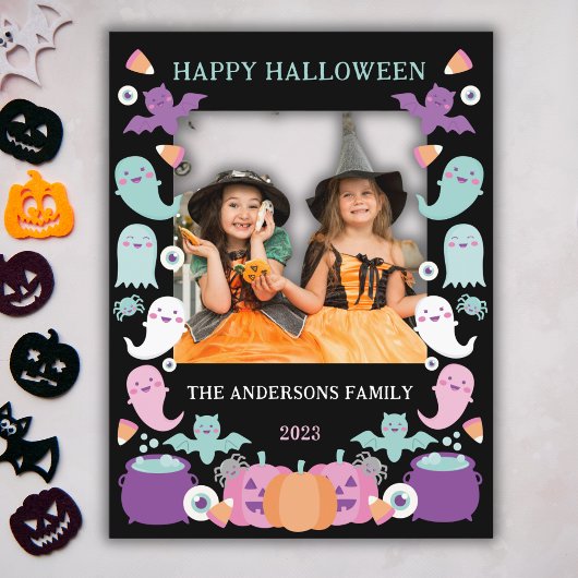 可愛いパステル色ハロウィンフォトカード ポストカード