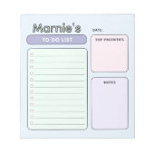 可愛いパステルTo Doリストのメモ帳 ノートパッド (正面)