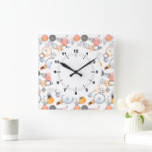 可愛いパタかわいらしーンのピンクとブルー抽象芸術 スクエア壁時計 (ホーム)