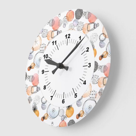 可愛いパタかわいらしーンのピンクとブルー抽象芸術 ラージ壁時計 (傾斜)