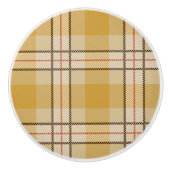 可愛いパターンイギリススタイルイエロータータンチェックの格子柄 セラミックノブ (正面)