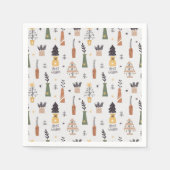 可愛いパターンクリスマスツリーイラストレーションかわいい スタンダードカクテルナプキン (正面)