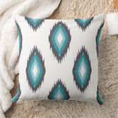 可愛いパターン青と白イカットシームレスティール(緑がかった色) クッション (ブランケット)