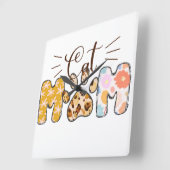 可愛いパターン(の模様が)ある猫ママことわざ スクエア壁時計 (傾斜)