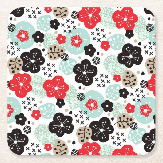 可愛いパター日本のンデザインケースメイトiPhone Cas スクエアペーパーコースター (正面)