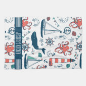 可愛いパター航海のンの白い背景 キッチンタオル (横)