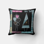 可愛いパッチワークキルティングツリー抽象芸術シェイプ黒 クッション (裏面)