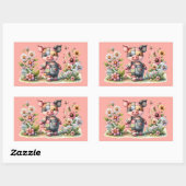 可愛いパッチワーク豚インフローラガーデンマグネット 長方形シール (シート)