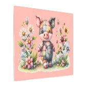 可愛いパッチワーク豚インフローラ園 メタルプリント (アングル)