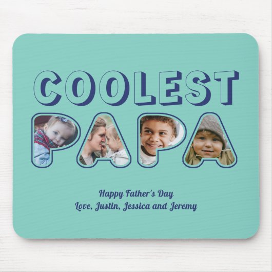 可愛いパパカスタム切り出し家族フォトファーザー マウスパッド (正面)