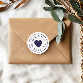 可愛いパパ私たちは愛してあなたネイビーブルーハート ラウンドシール