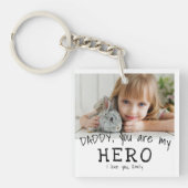 可愛いパパ私のヒーロー父の日写真 キーホルダー (正面)