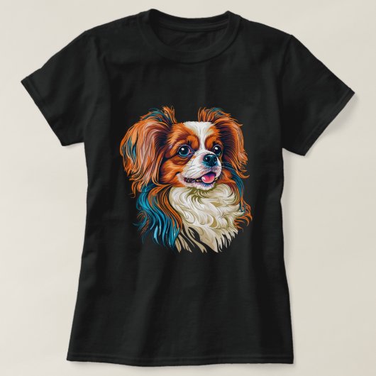 可愛いパピヨンドオンコンチネンタル玩具スパニエル犬恋人 Tシャツ (デザイン正面)