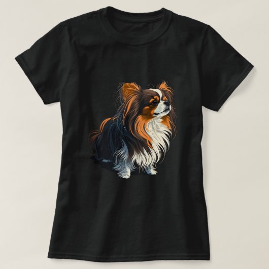 可愛いパピヨンドオンコンチネンタル玩具スパニエル犬恋人 Tシャツ (デザイン正面)