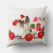 可愛いパピヨンドクリスマスサンタハット クッション (裏面)