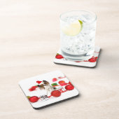 可愛いパピヨンドクリスマスサンタハット コースター (右側)