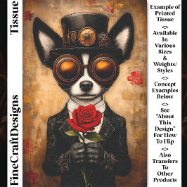 可愛いパピヨンドッグ，ゴーグル，赤いバラCQ6デカップページ 薄葉紙