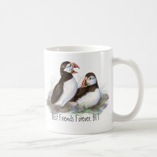 可愛いパフ最高のィン、永遠の友だち、BFF、鳥 マグカップ (右)