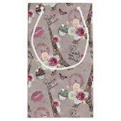 可愛いパリ好きのタイル張りのパーティー スモールペーパーバッグ (裏面)